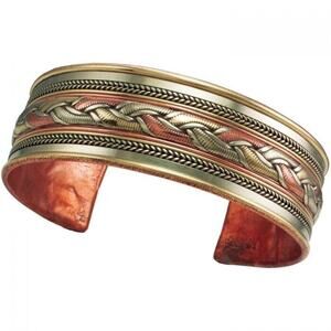 Traditional Nepalese Healing Ribbon Cuff Bracelet Mixed Metal Copper Fair Trade